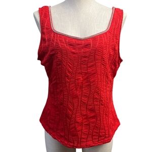 Nicole Miller (NWOT) Red Jeweled Neckline Corset Sleeveless Women's Top
